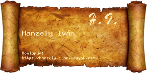 Hanzely Iván névjegykártya